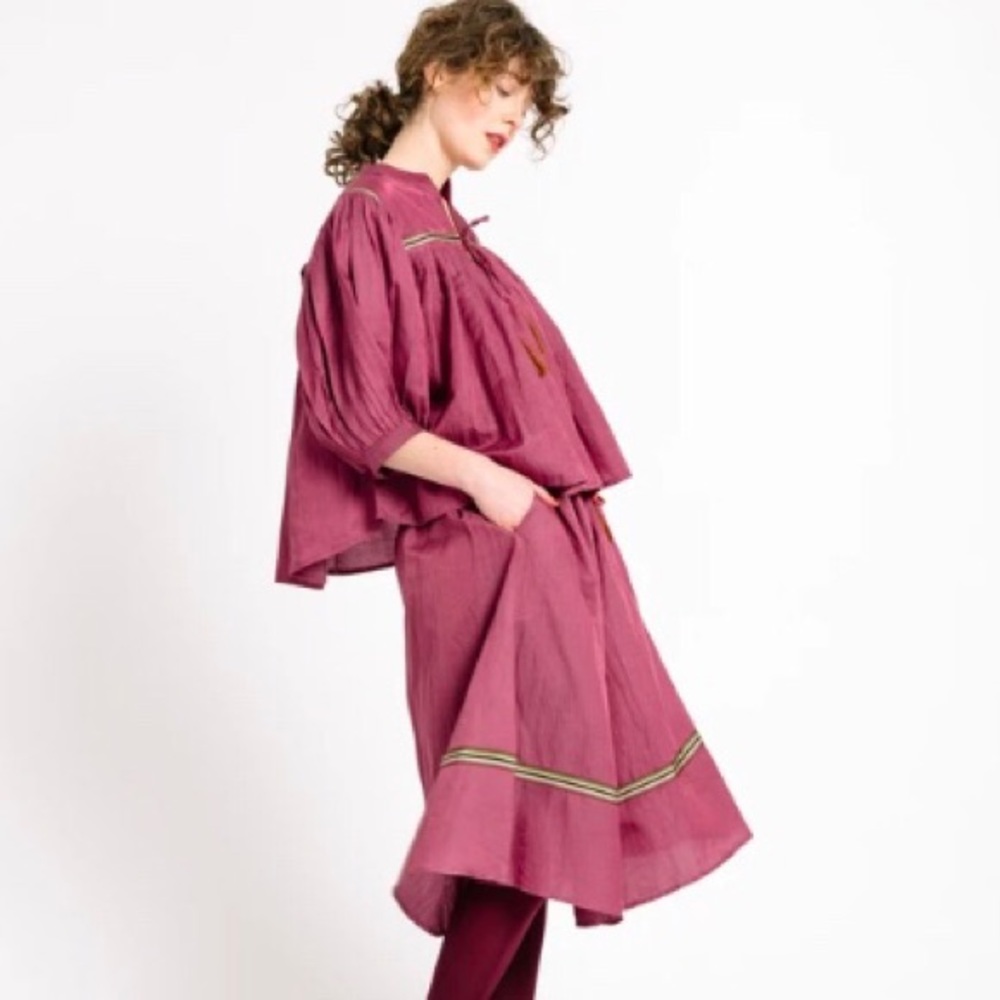 Matta New York Zapotec Skirt Plum XL Cotton Silk